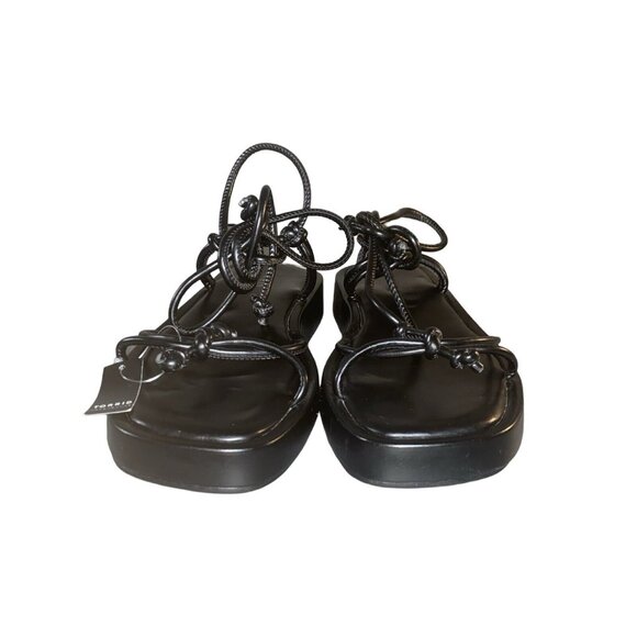 NWT Torrid Tie Ankle Strappy Flatform Sandals Black Size 8.5 Extra Wide Width - Picture 5 of 12